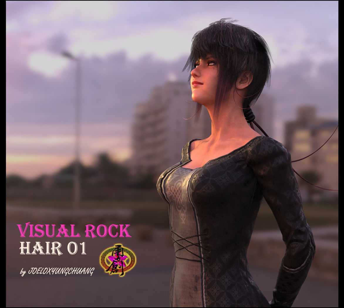 Visual Rock - Hairstyle01 Low-poly 3D model_1