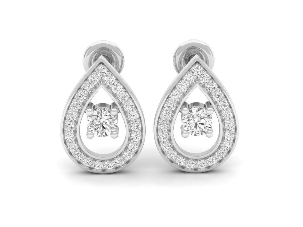 Diamond earrings for woman 3D print model_10