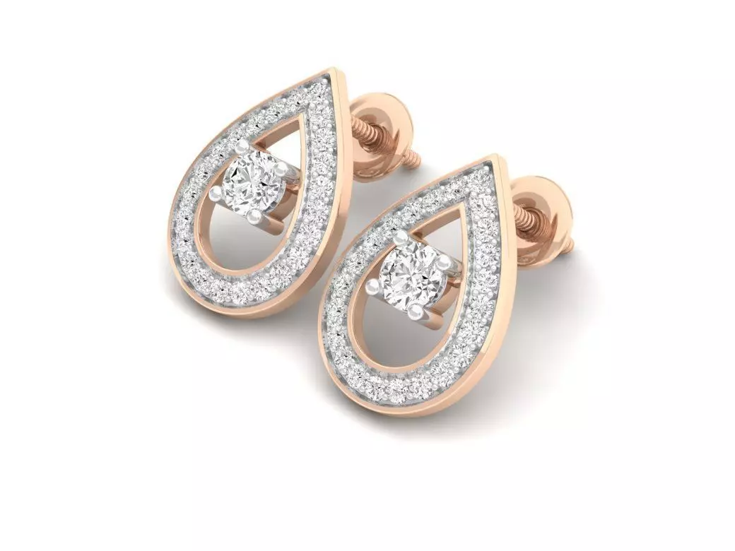 Diamond earrings for woman 3D print model_0