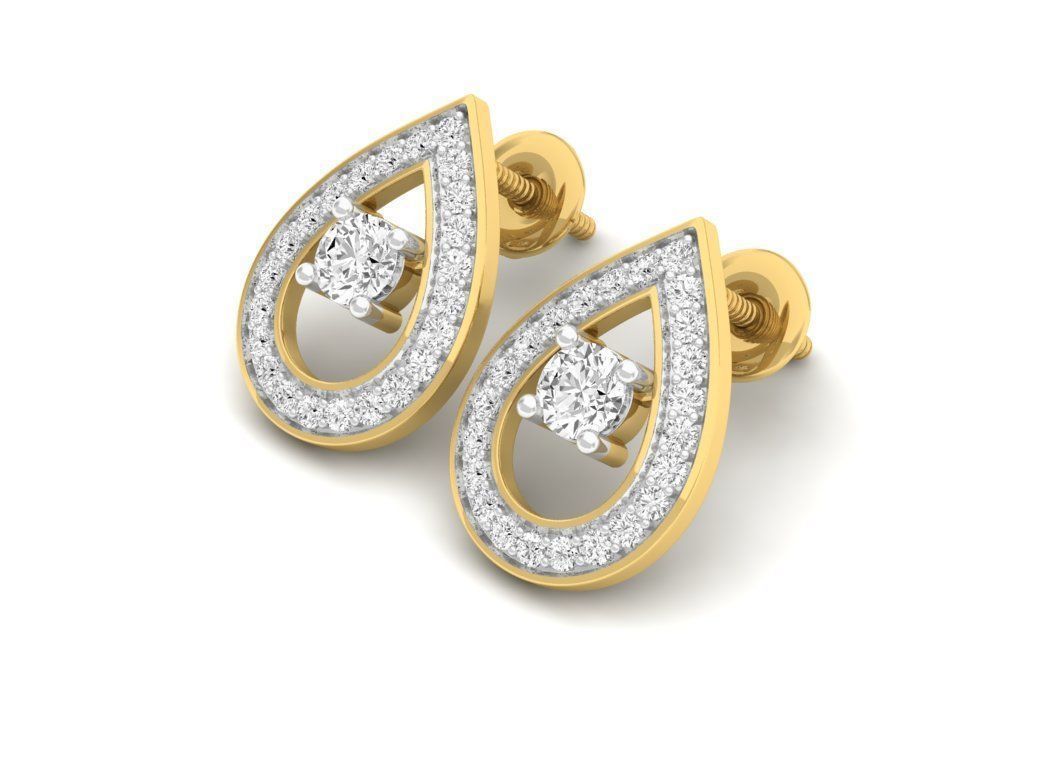 Diamond earrings for woman 3D print model_1
