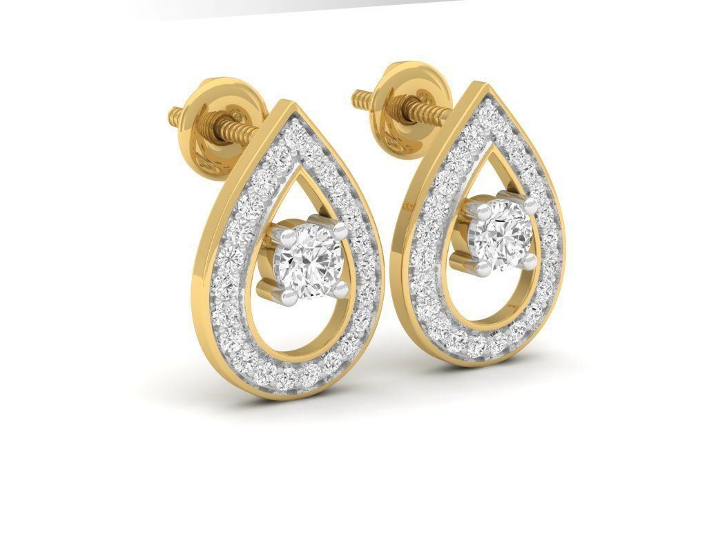 Diamond earrings for woman 3D print model_7