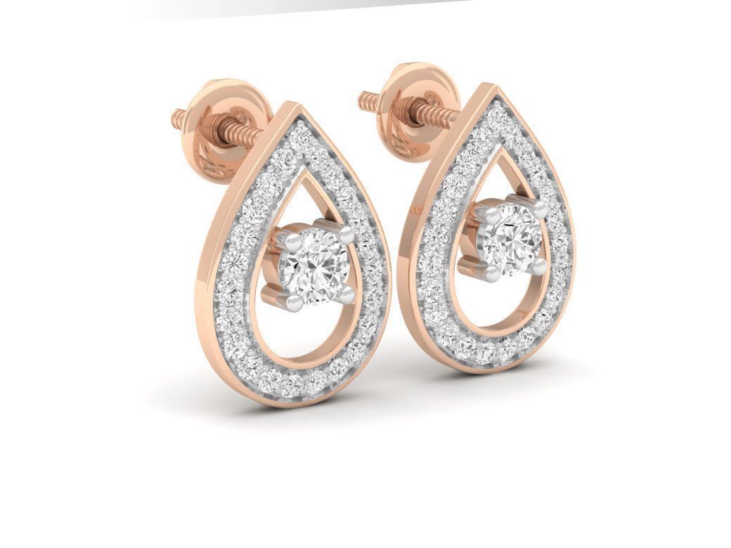 Diamond earrings for woman 3D print model_3
