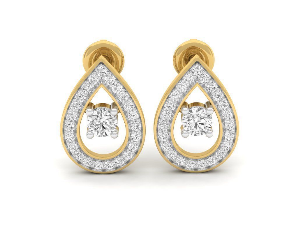 Diamond earrings for woman 3D print model_9