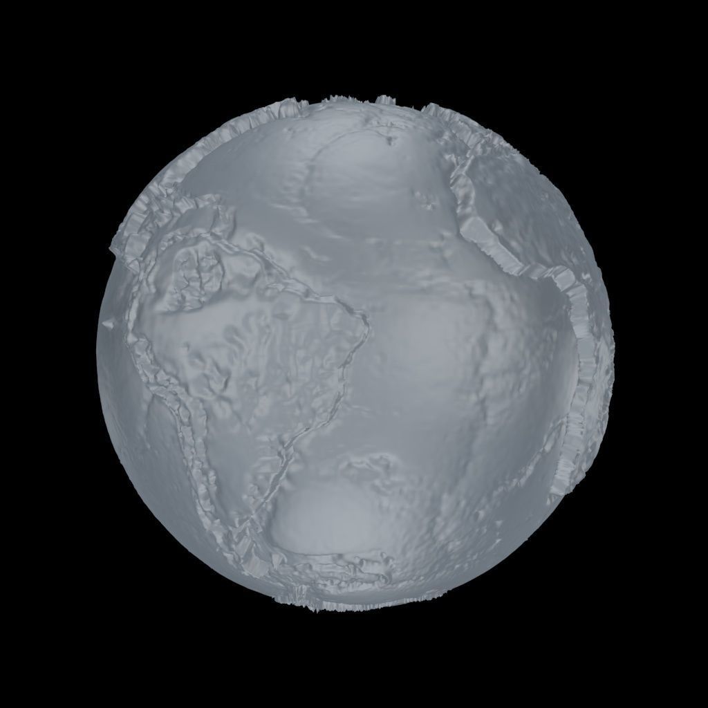 World map 3D - relief topographic 1in100000000 3D print model_13