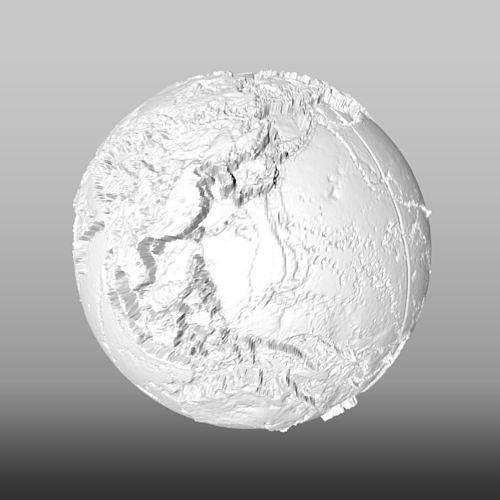 World map 3D - relief topographic 1in100000000 3D print model