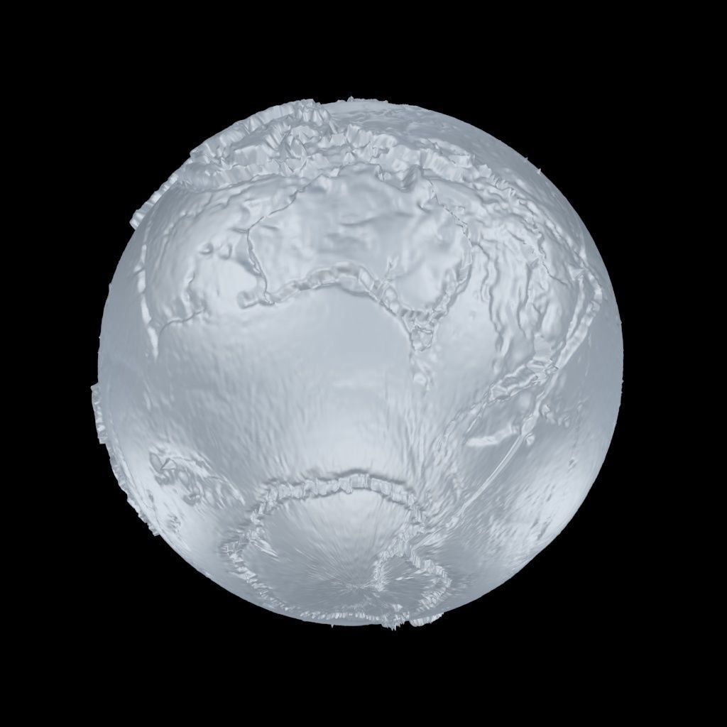 World map 3D - relief topographic 1in100000000 3D print model_8