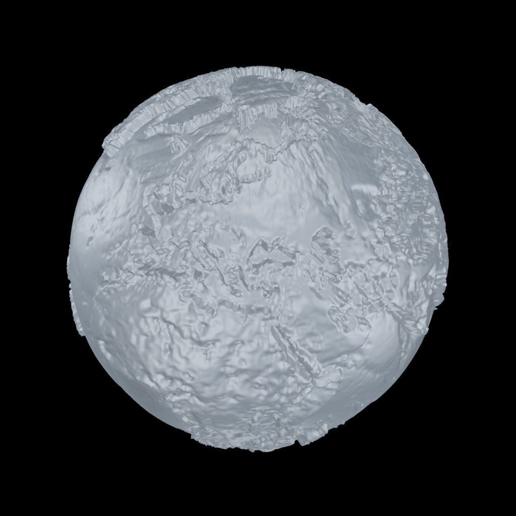 World map 3D - relief topographic 1in100000000 3D print model_15