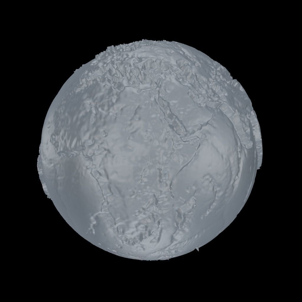 World map 3D - relief topographic 1in100000000 3D print model_4