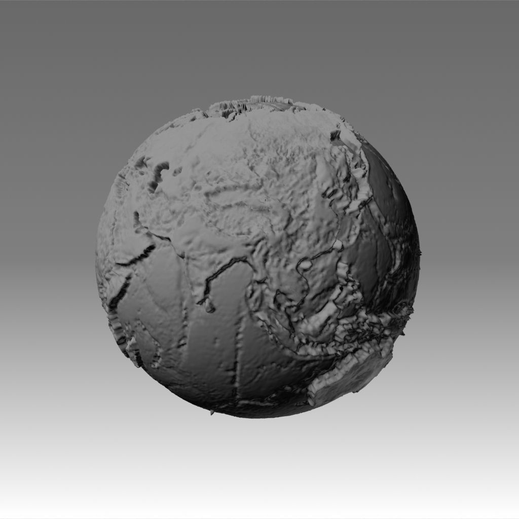 World map 3D - relief topographic 1in100000000 3D print model_2