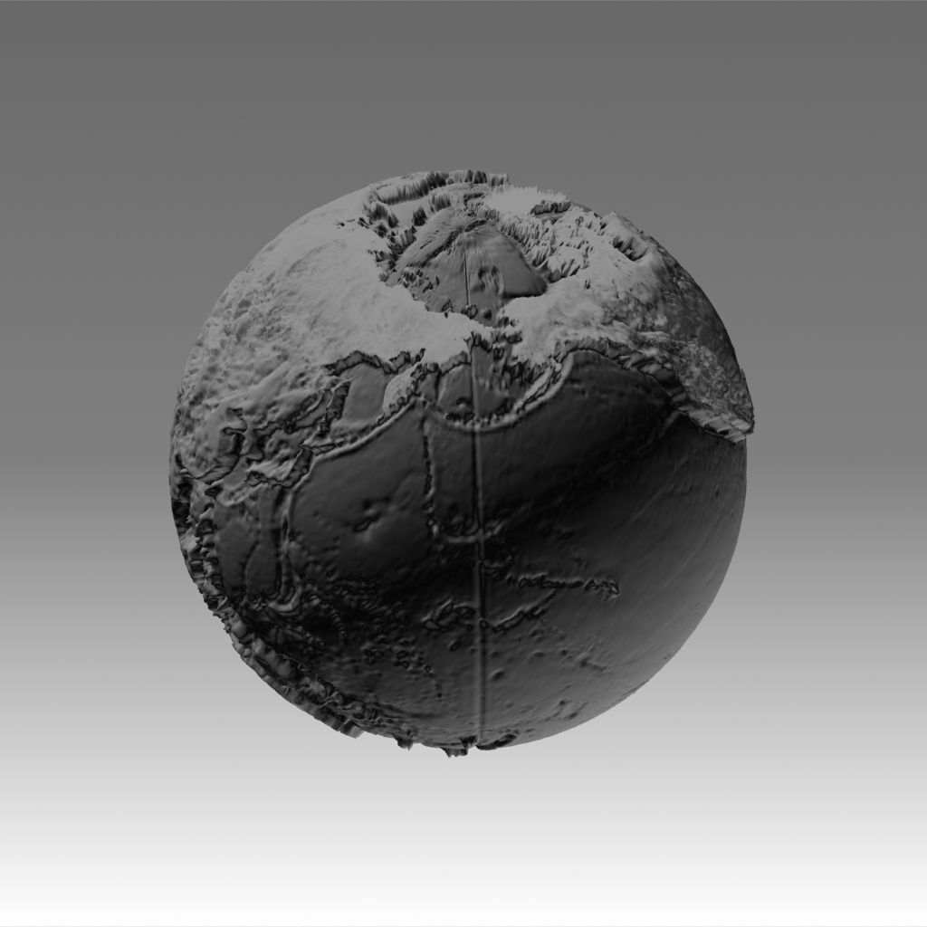 World map 3D - relief topographic 1in100000000 3D print model_18