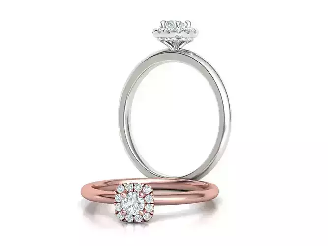 Engagement ring Cushion Halo Ring 3dmodel 3D print model
