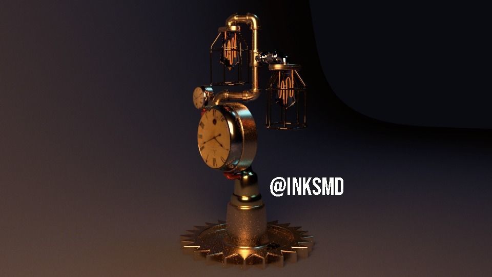 Steampunk desk lamp 3D model_1