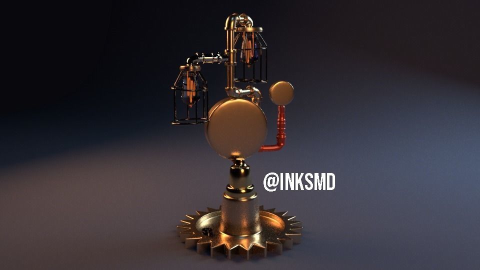 Steampunk desk lamp 3D model_2