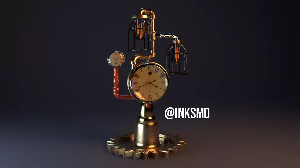 Steampunk desk lamp 3D model_0