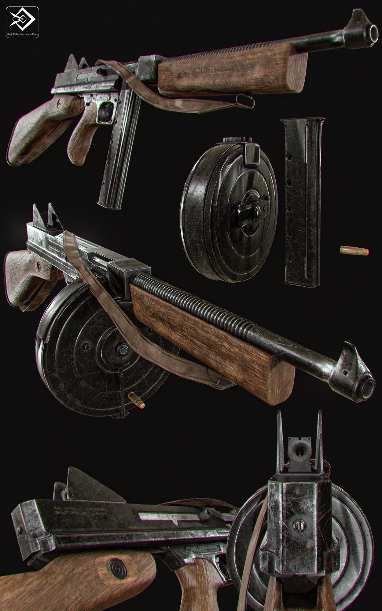 m1921 thompson 3D model_1