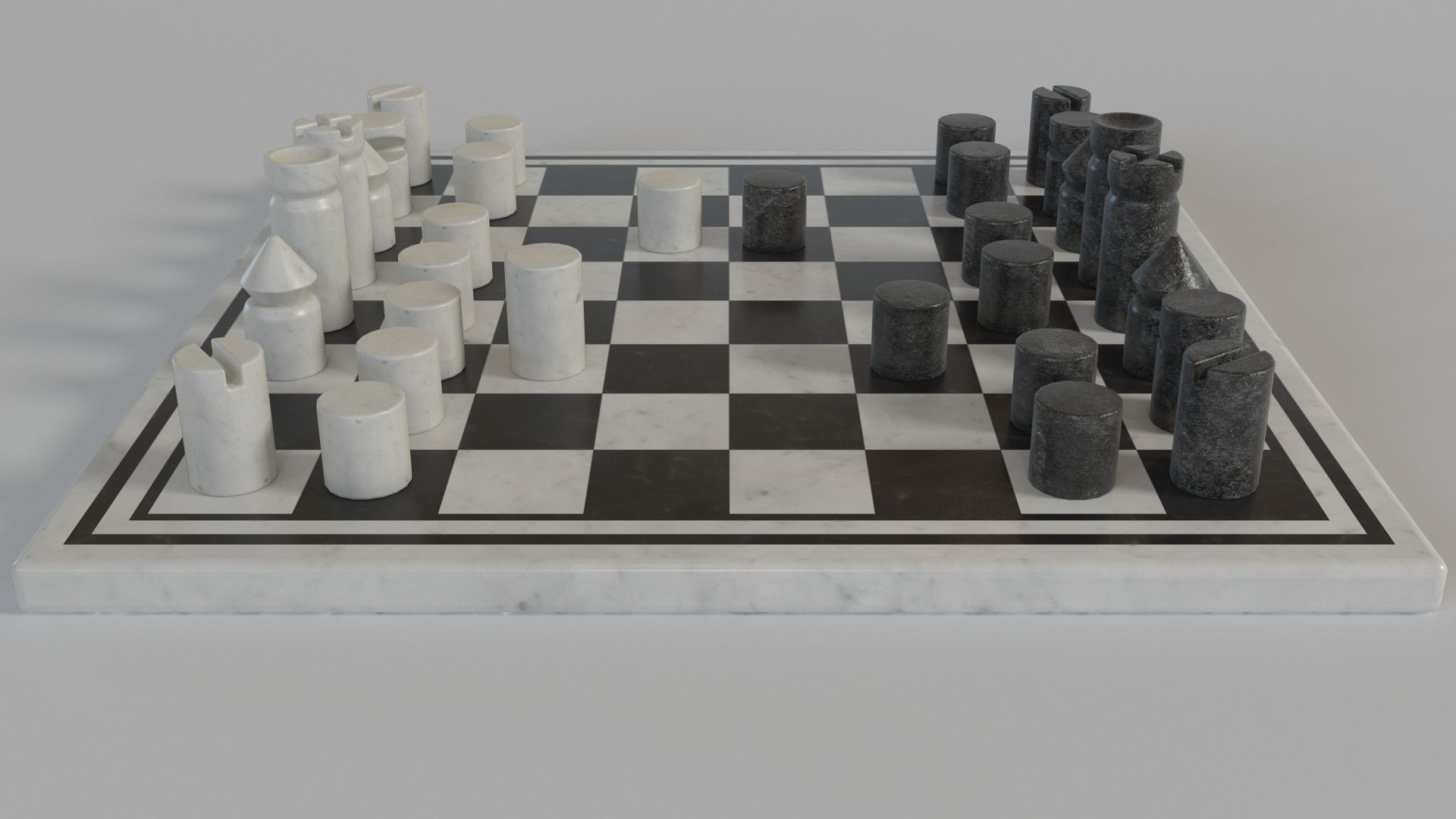 CB2 Marble Chess Game 3D model_1