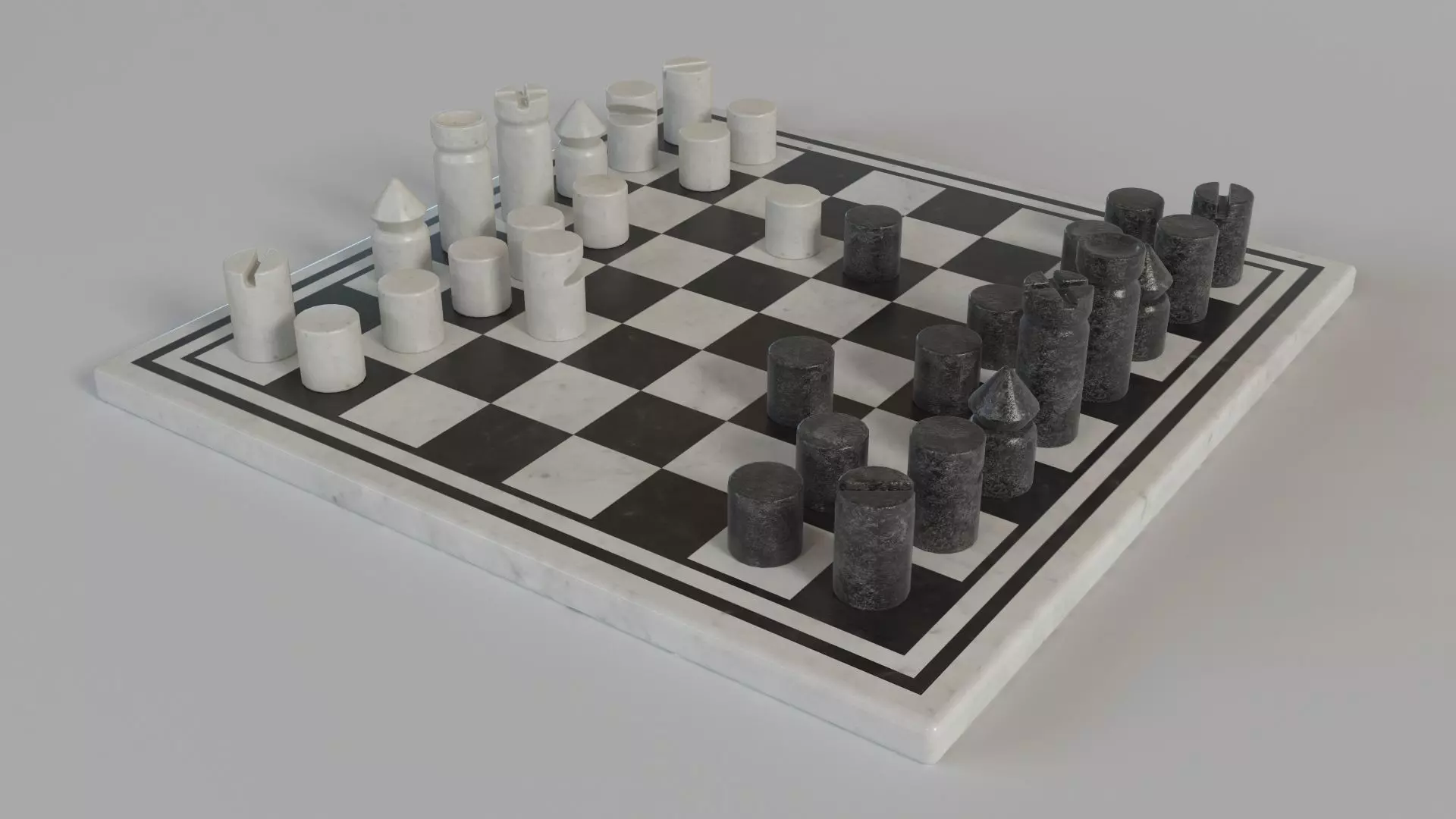 CB2 Marble Chess Game 3D model_0