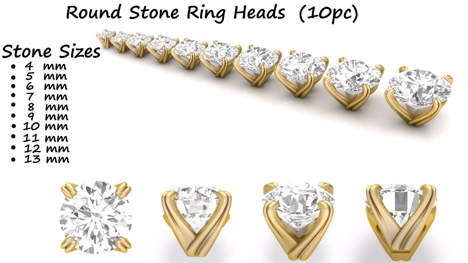 Ring Heads Type 11 - 10pc 3D print model