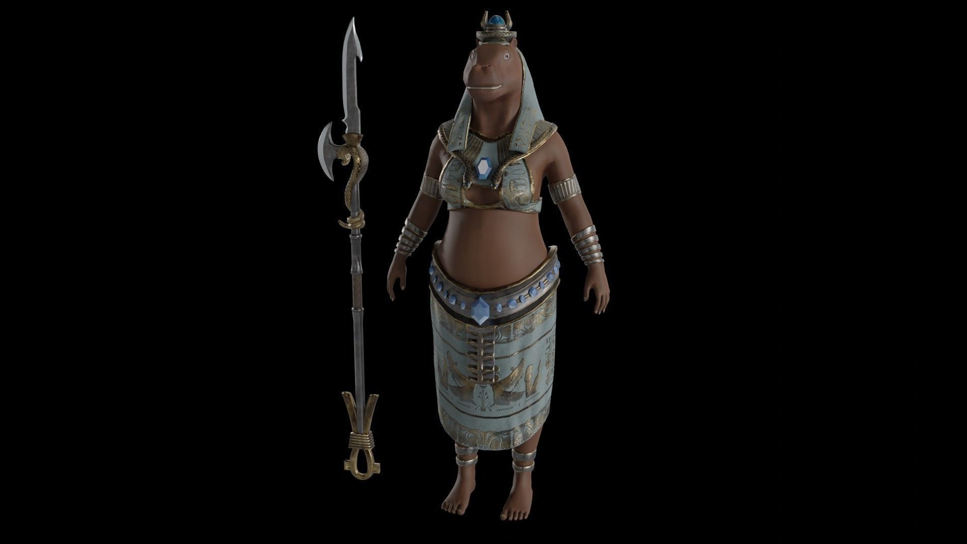 God Tawaret Low-poly 3D model_8