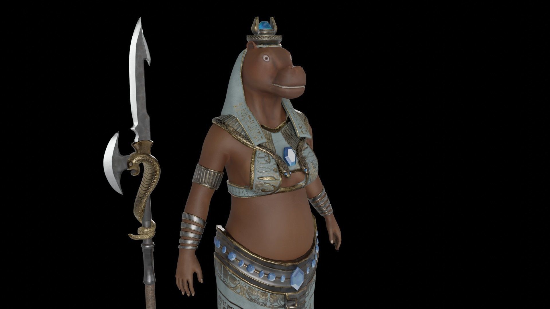 God Tawaret Low-poly 3D model_11