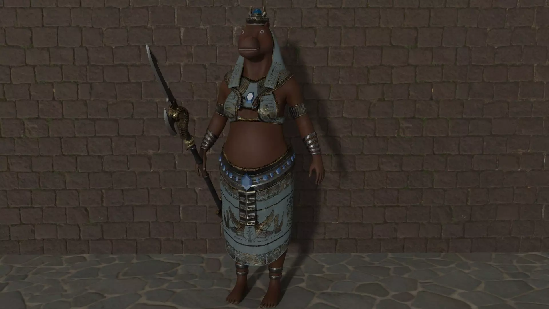 God Tawaret Low-poly 3D model_0