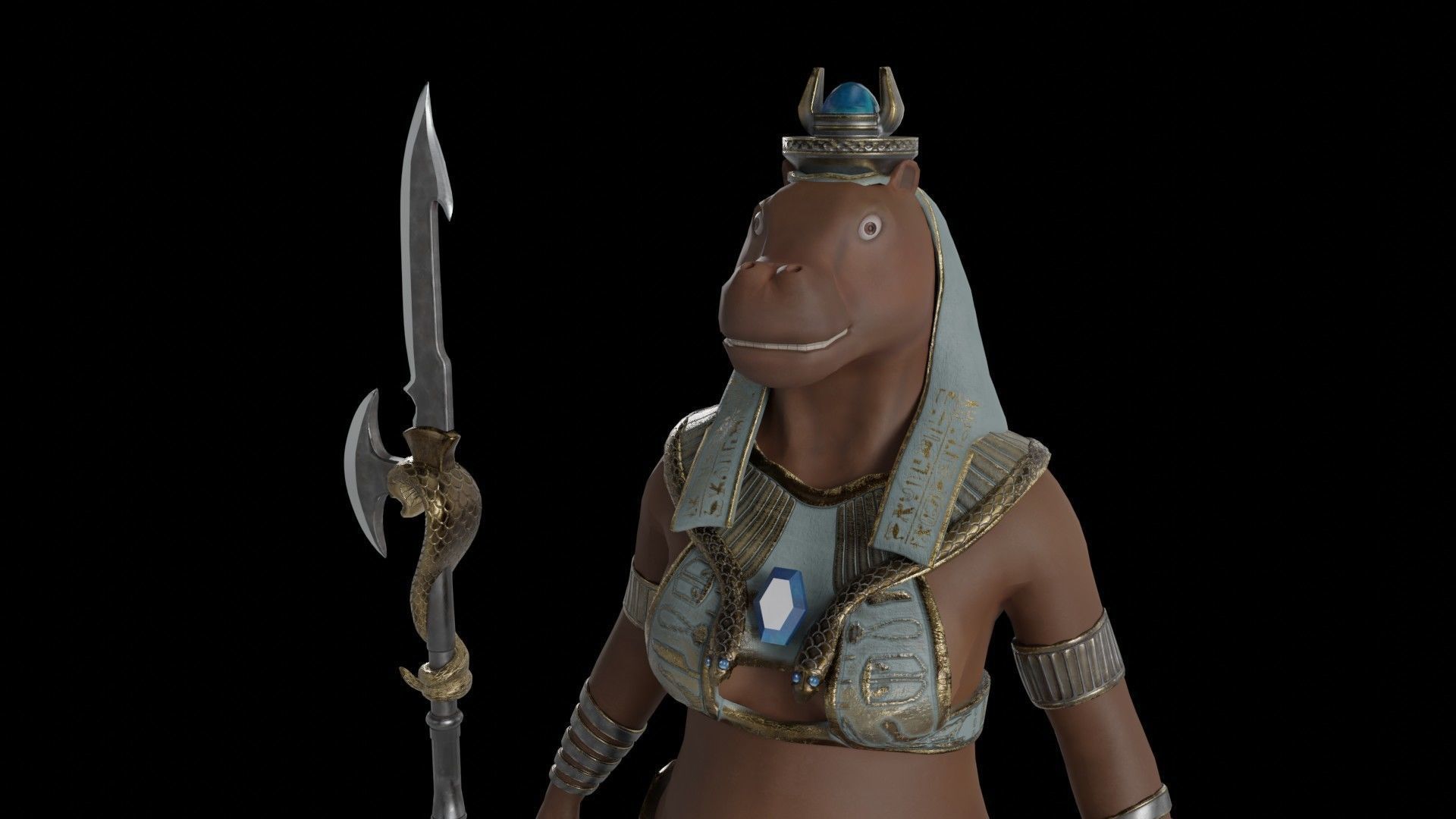 God Tawaret Low-poly 3D model_9