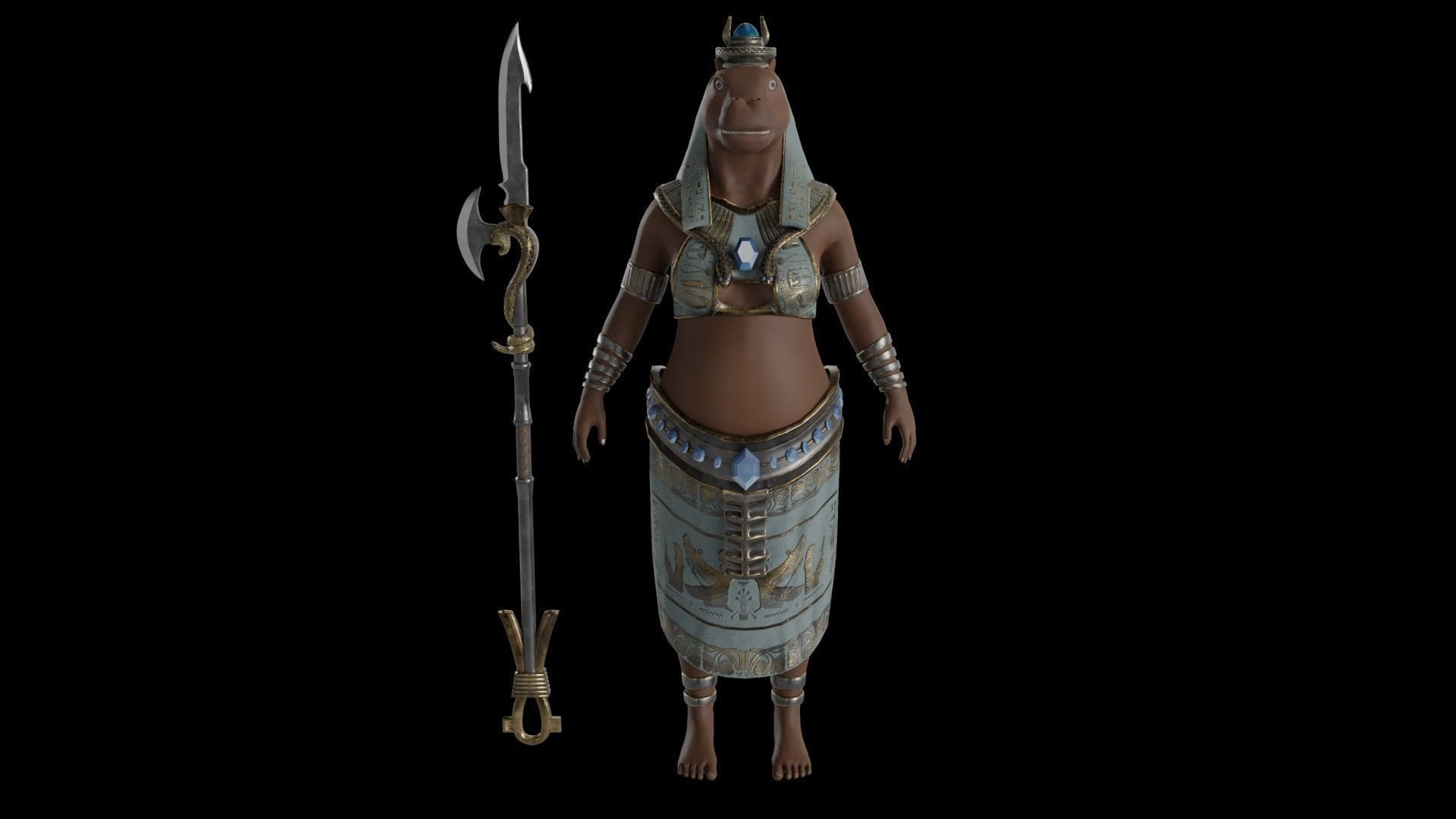 God Tawaret Low-poly 3D model_1