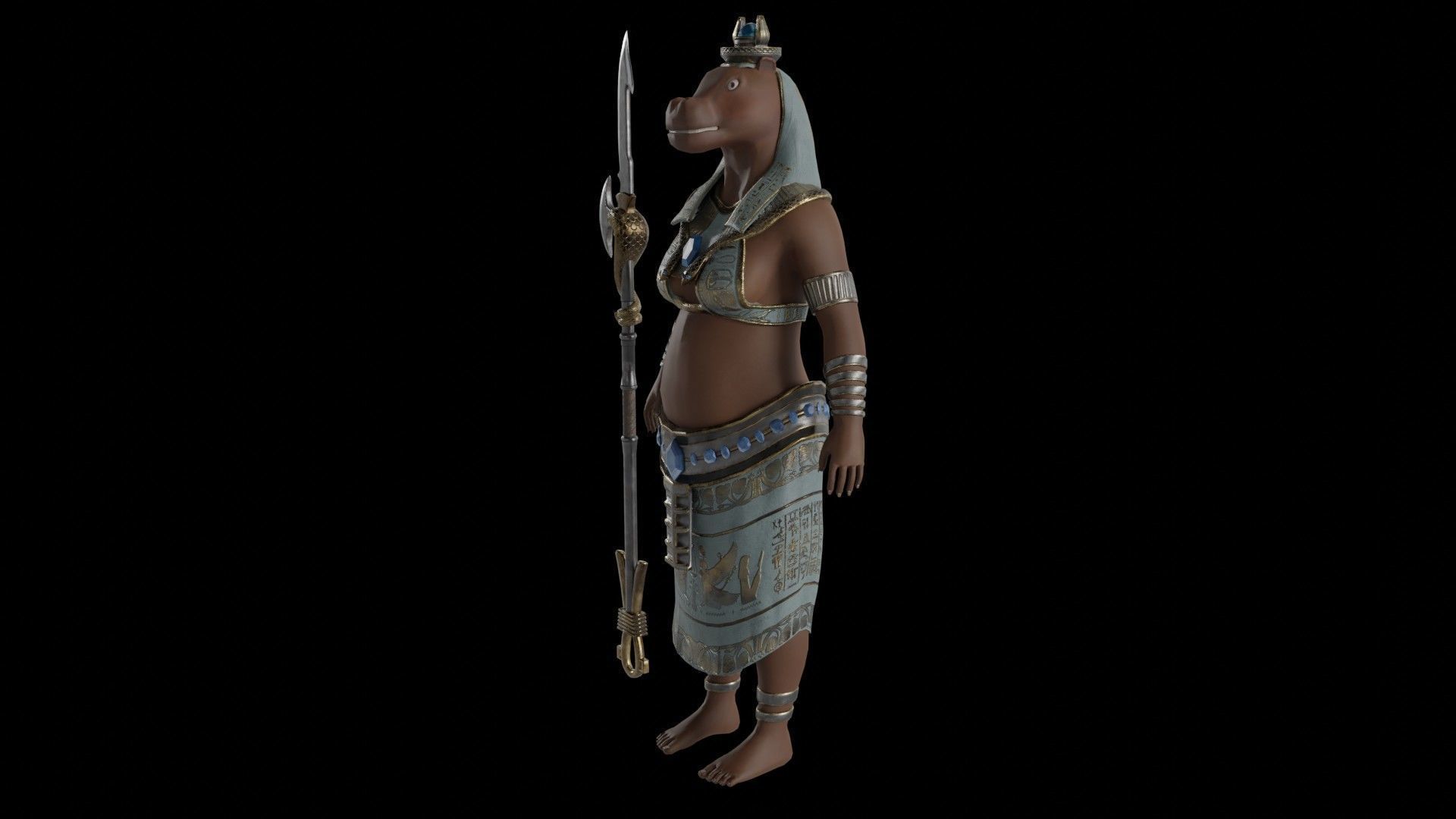 God Tawaret Low-poly 3D model_7