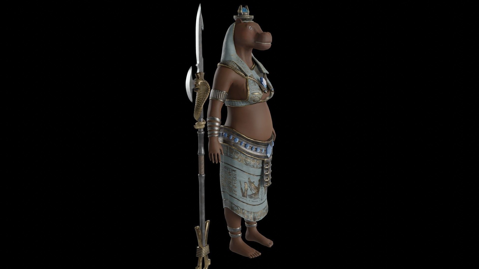 God Tawaret Low-poly 3D model_3