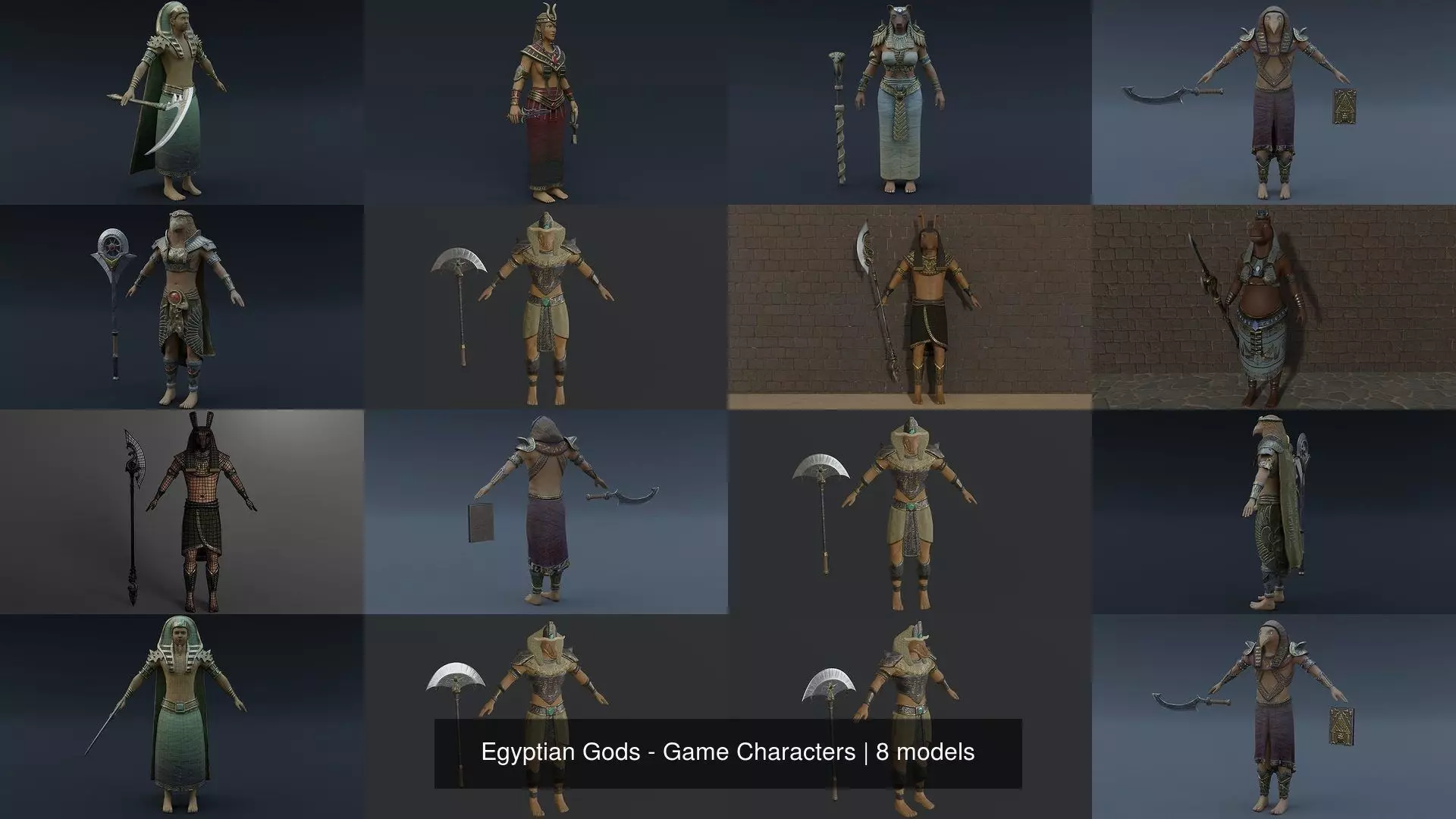 Egyptian Gods - Game Characters 3D Model Collection_0