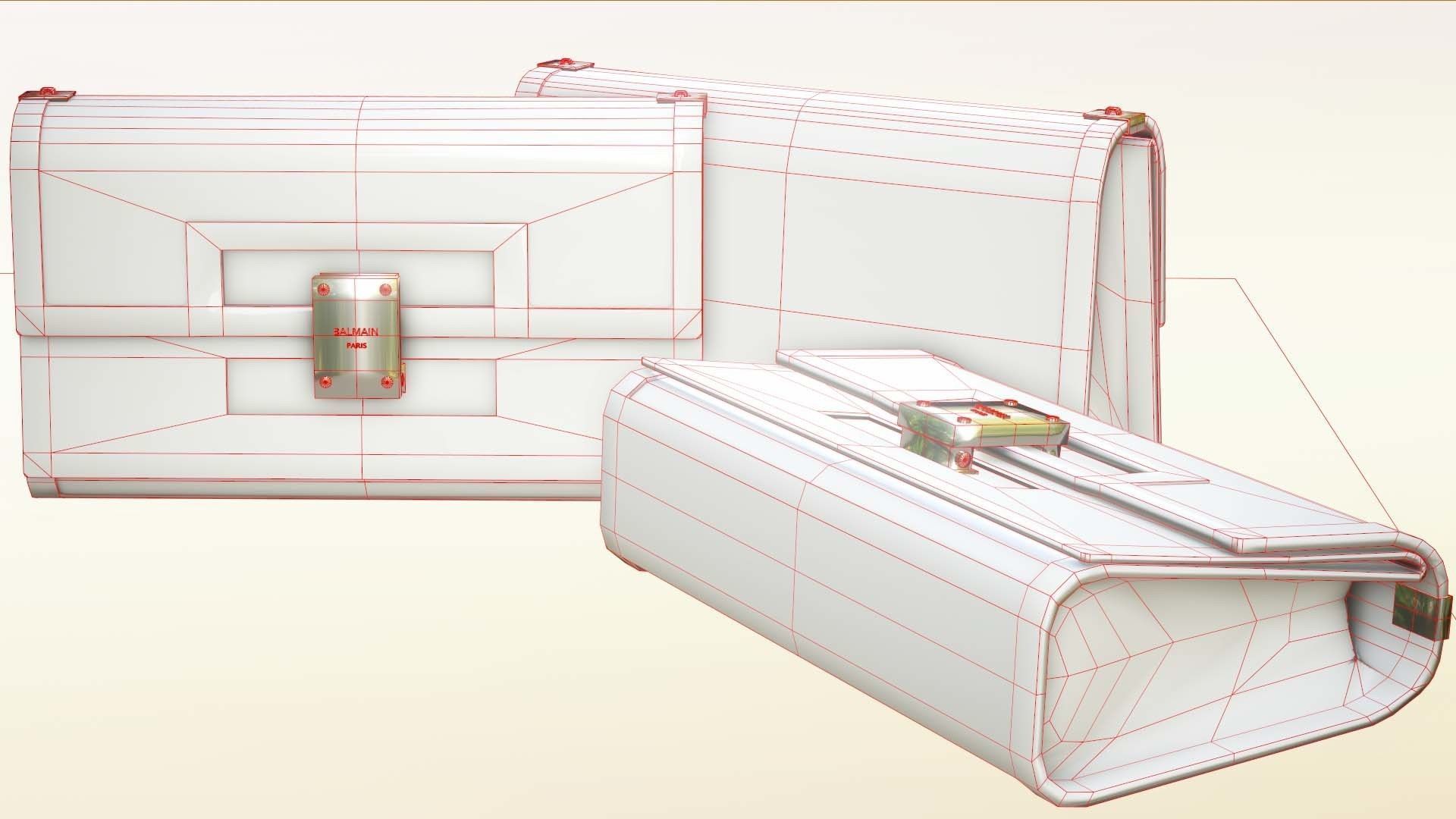 Woman Handbag Balmain Low-poly 3D model_8