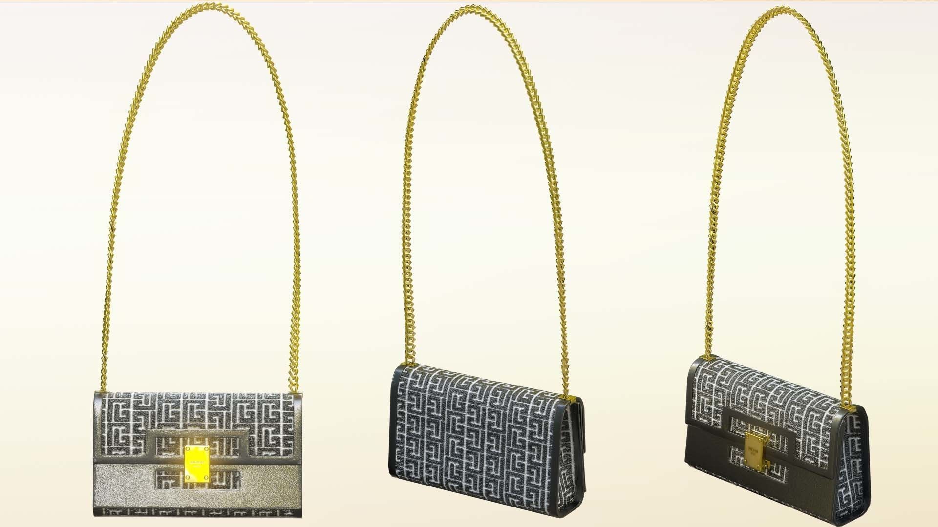 Woman Handbag Balmain Low-poly 3D model_6