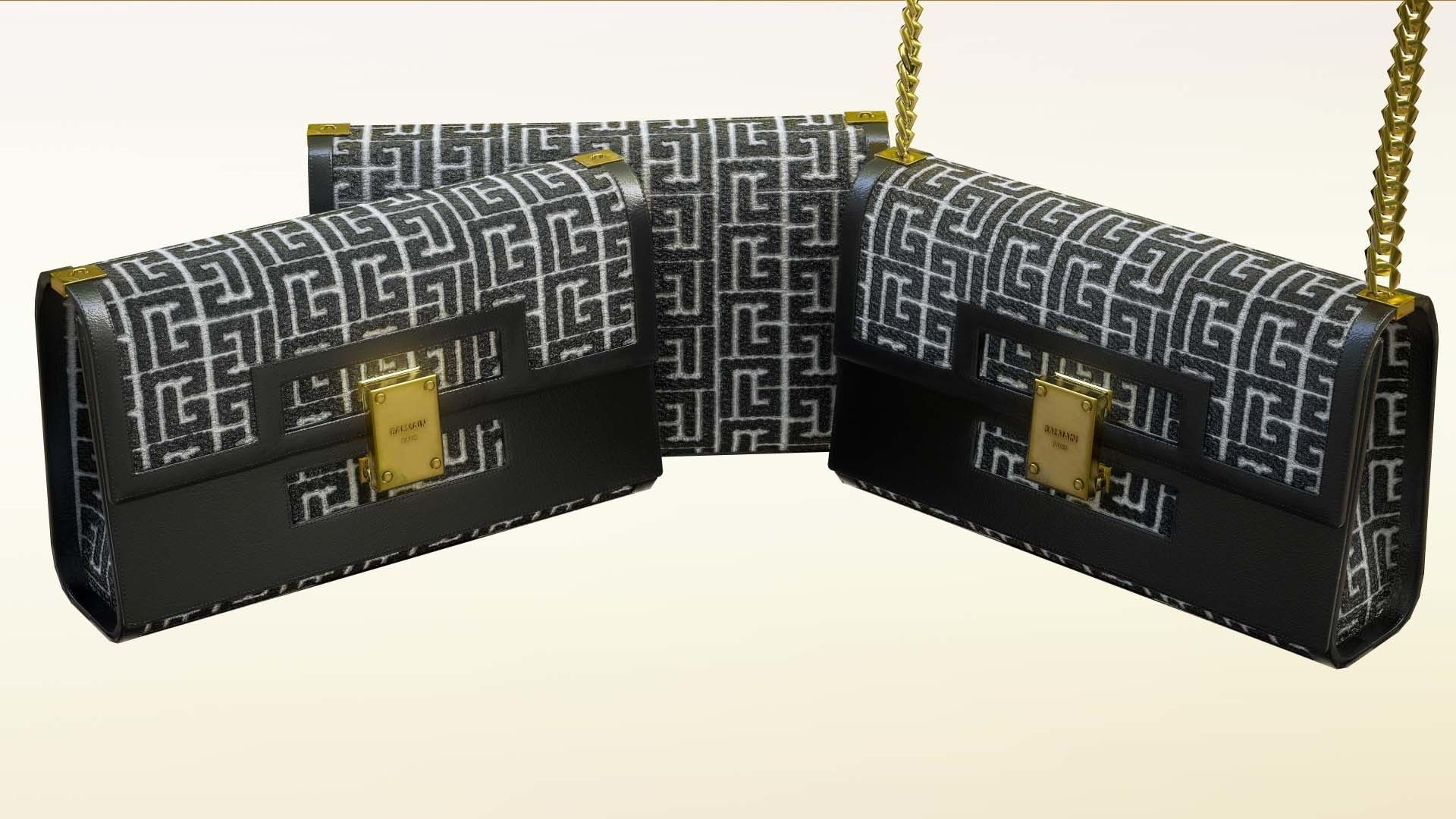 Woman Handbag Balmain Low-poly 3D model_2