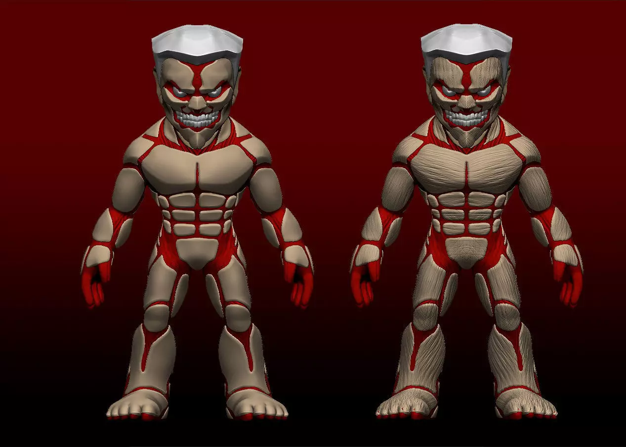 Chibi Attack on titans armored titan model set 3D print model_0