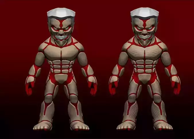 Chibi Attack on titans armored titan model set 3D print model
