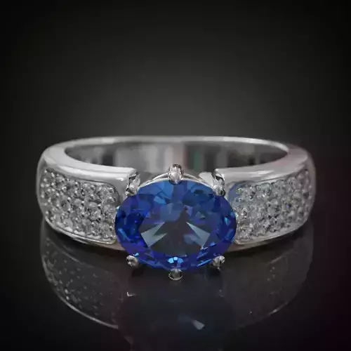 Engagement ring oval cut sapphire diamonds