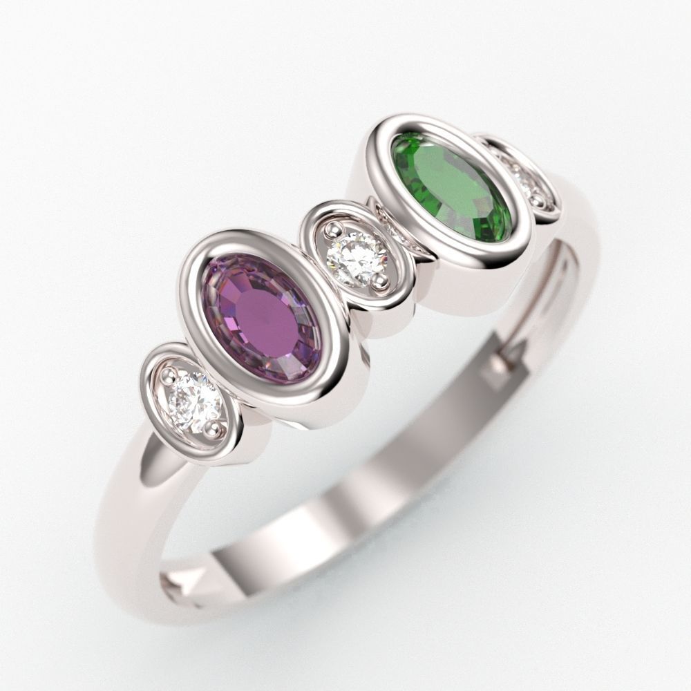 Women ring with gems 3dm stl 3D print model_6