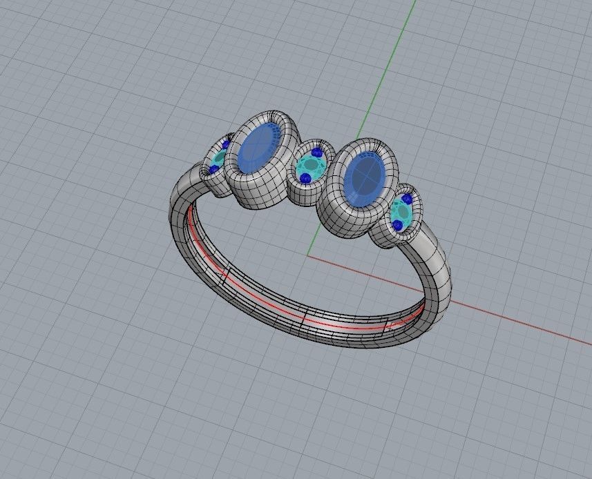 Women ring with gems 3dm stl 3D print model_26