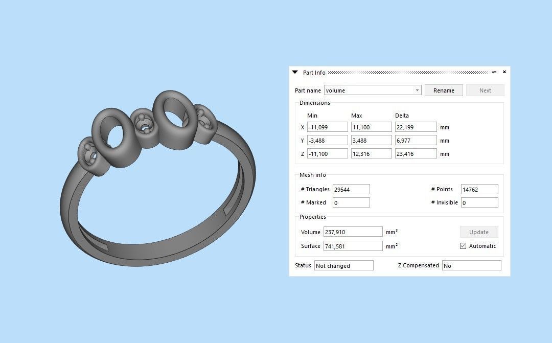 Women ring with gems 3dm stl 3D print model_9