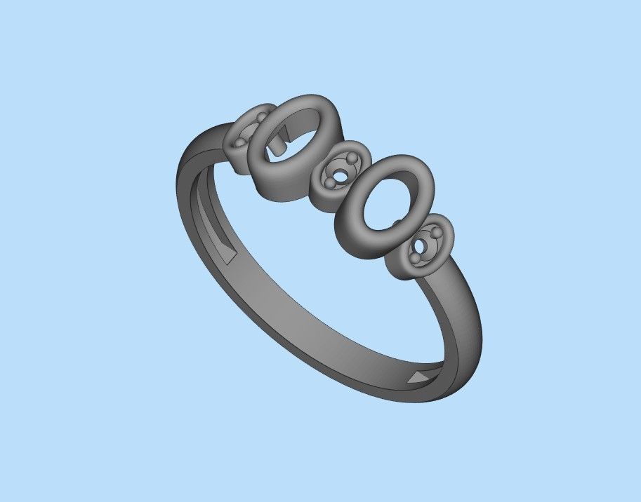 Women ring with gems 3dm stl 3D print model_32