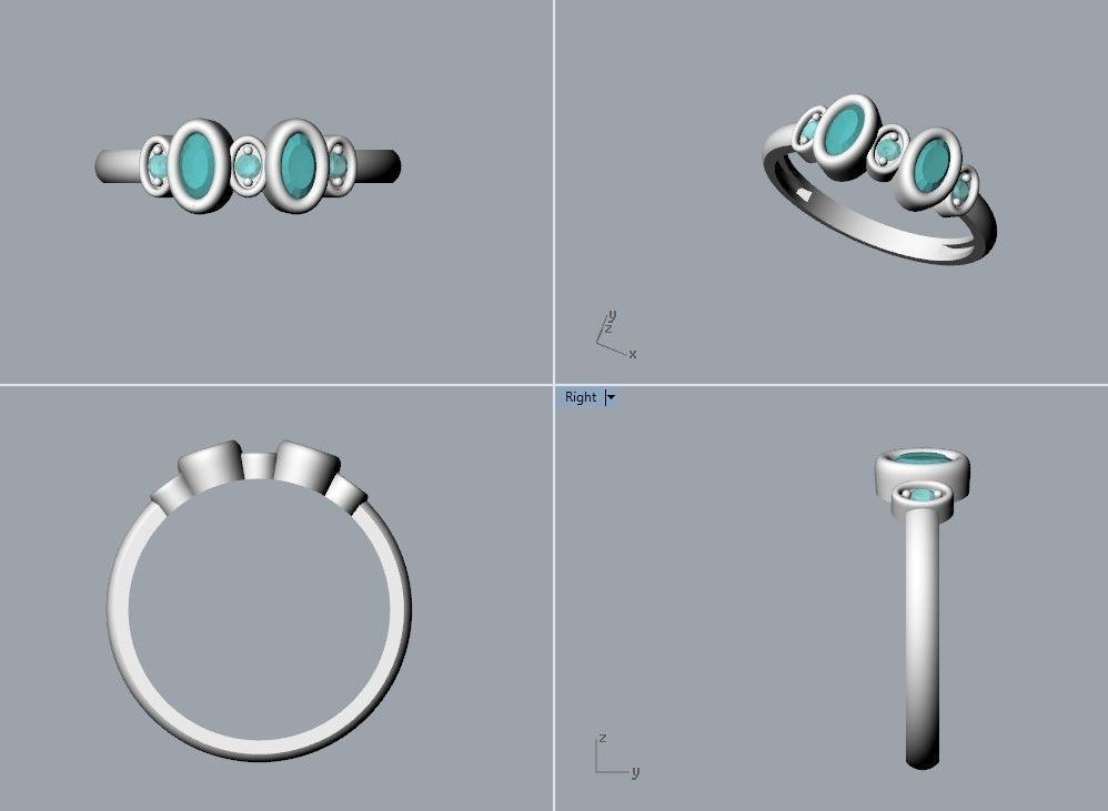 Women ring with gems 3dm stl 3D print model_23