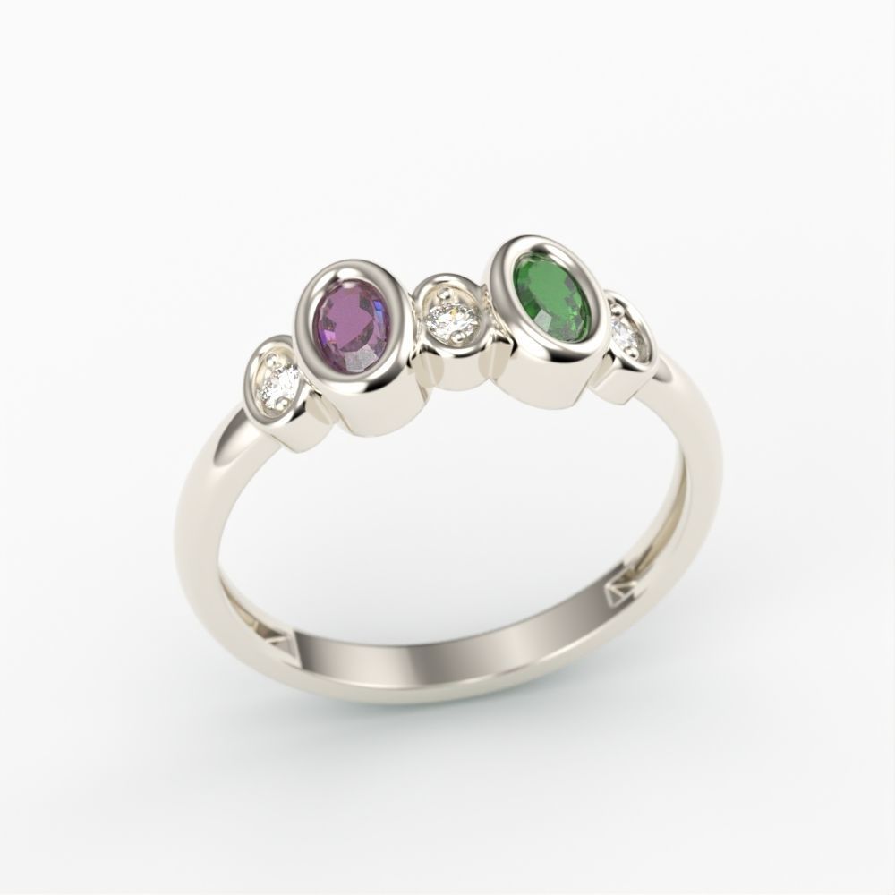 Women ring with gems 3dm stl 3D print model_5