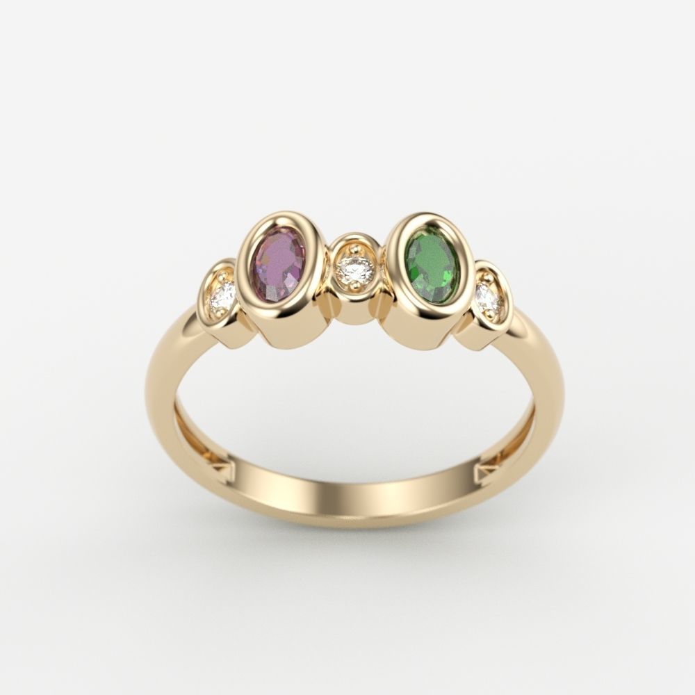 Women ring with gems 3dm stl 3D print model_3