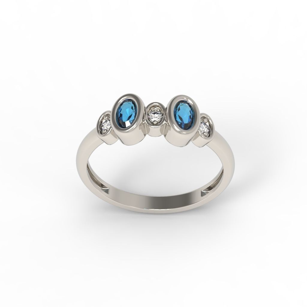 Women ring with gems 3dm stl 3D print model_10