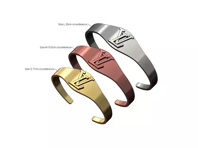 Louis Vuitton logo cuff bracelet 3D print model