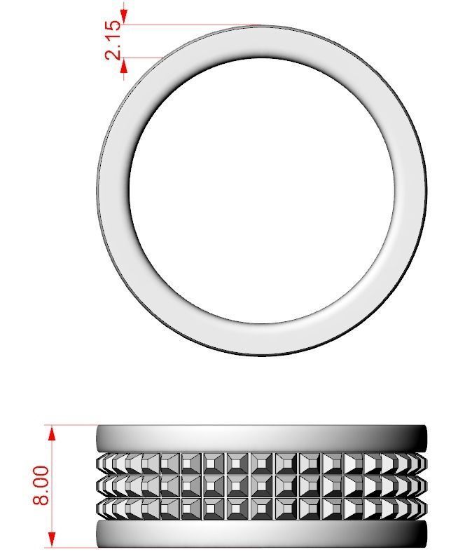 Stylish ring with spikes 608 3D print model_15