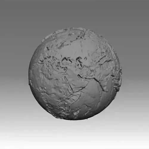 World map 3D - relief topographic 1in50000000