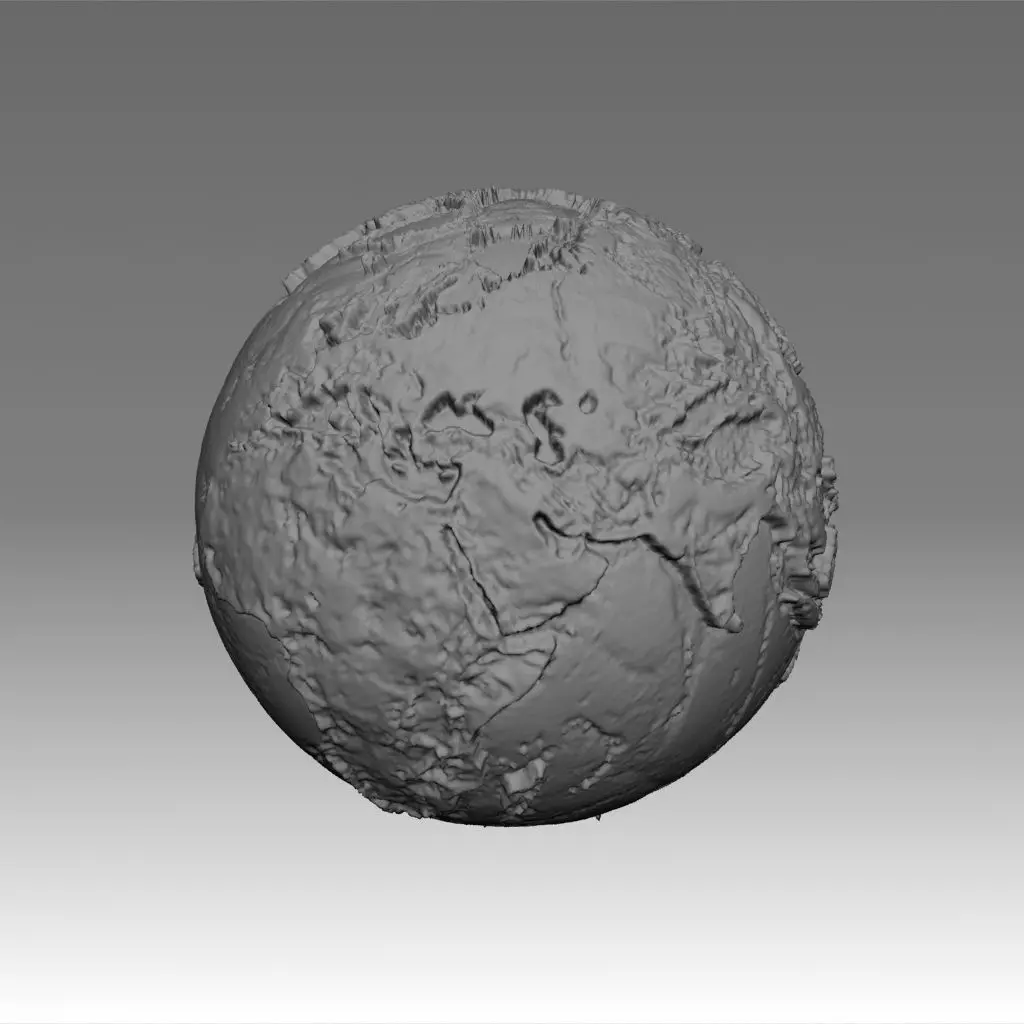 World map 3D - relief topographic 1in50000000 3D print model_0