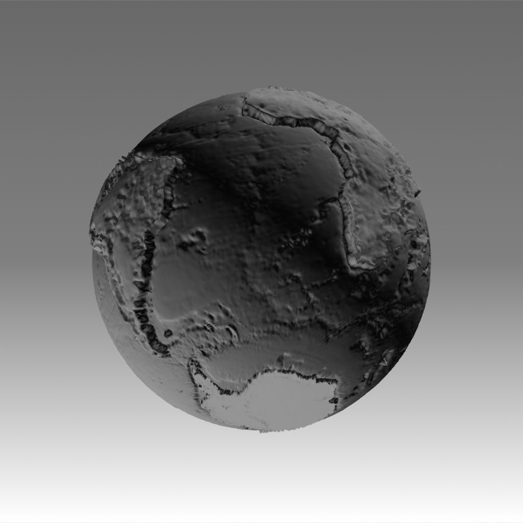 World map 3D - relief topographic 1in50000000 3D print model_6