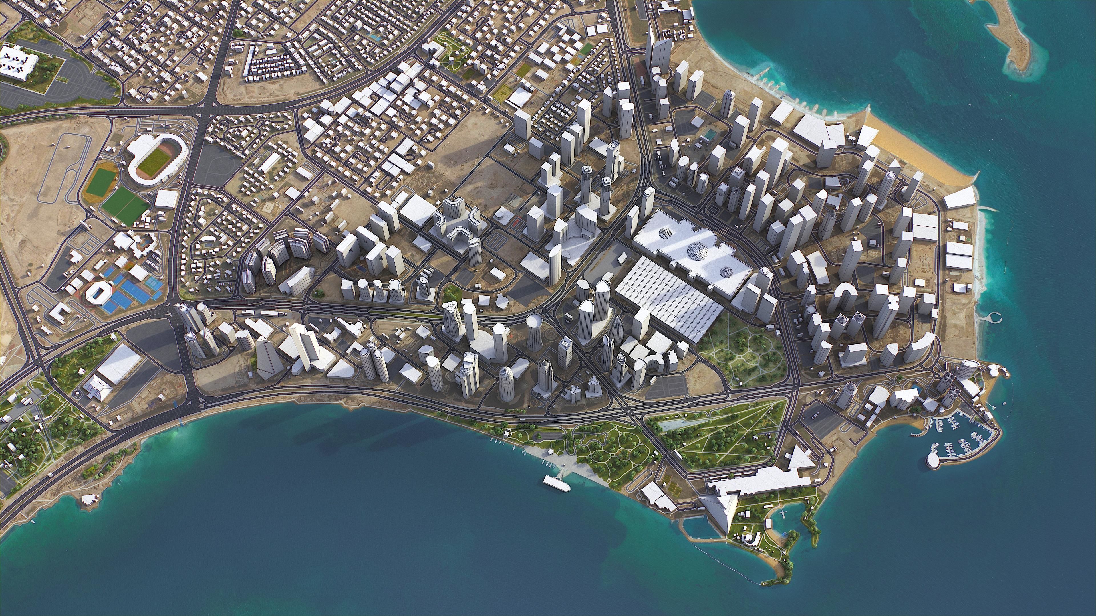 Qatar Low-poly 3D model_1